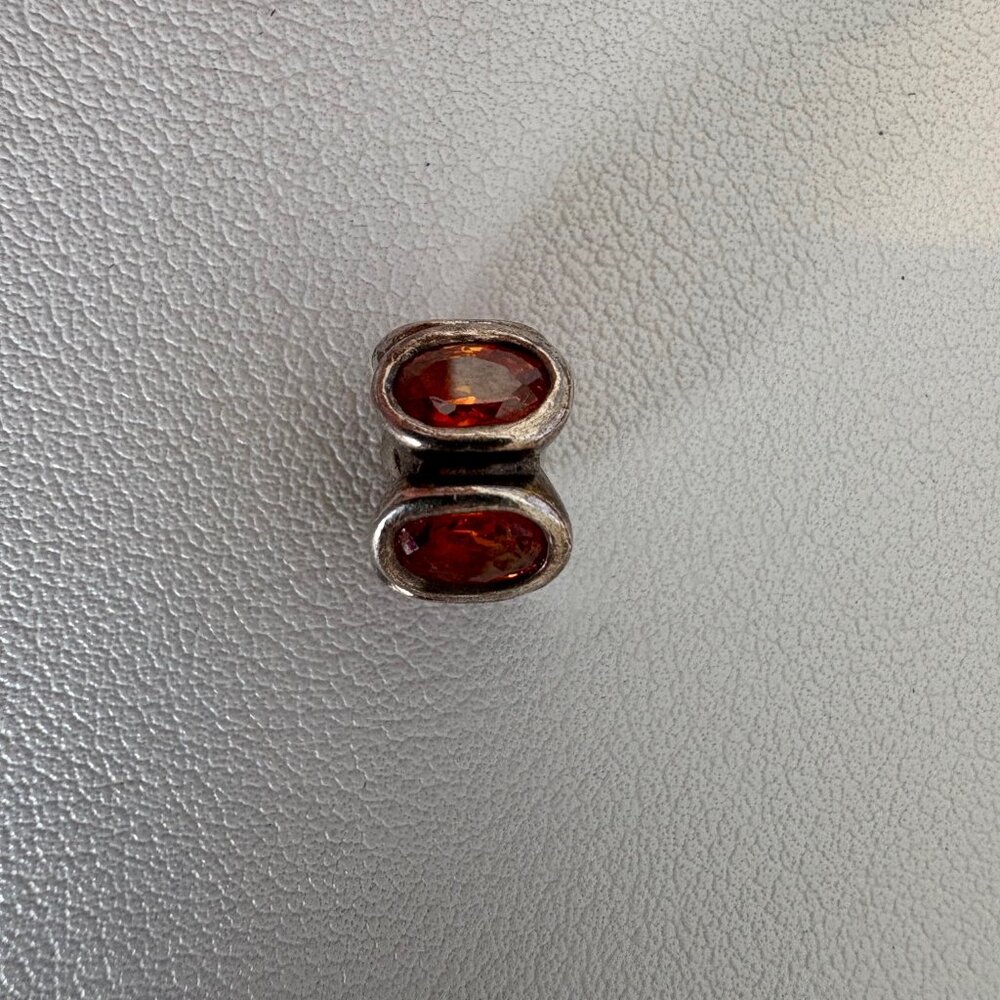Pandora Sterling Silver 925 ALE Orange Zirconia Oval Lights Bead Charm